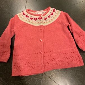 Janie and jack sweater cardigan coral hearts 12-18